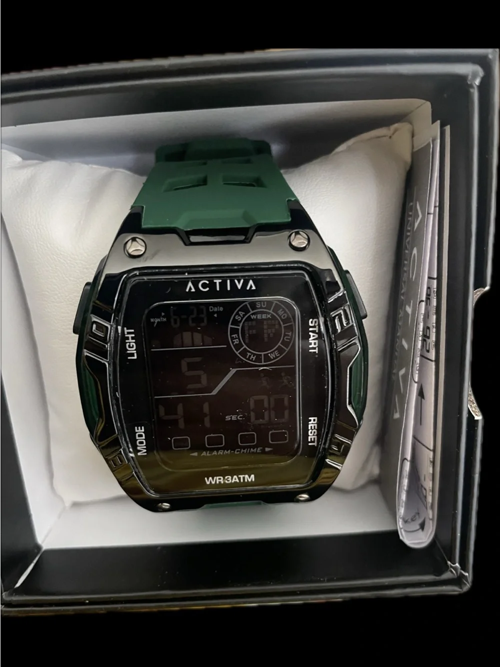 Ativa Green Silicone Watch Strap with Silver Buckle